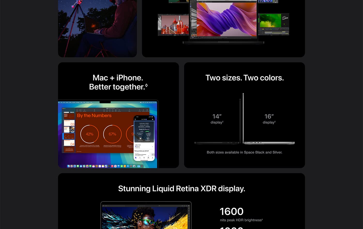 Mac + iPhone Better together. Two sizes. Two colors. 14
